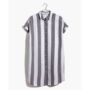 Madewell XS Stripe Shirtdress Collared Button Up Gray White Sold Out